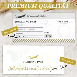 Xionghonglong Pack of 2 Travel Voucher Gift - Boarding Pass for Writing on - Birthday Cards, Cinema Vouchers, Gifts for Girlfriend, Gifts for Women, Travel Vouchers