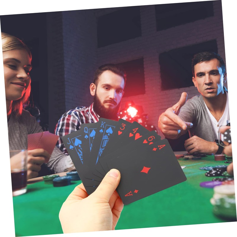 Gatuida 2 Boxes Portable Poker Playing Cards Black PVC Deck