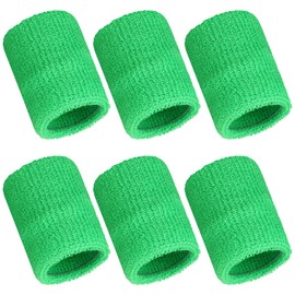 6 Pcs Sports Wristbands Sports Absorbent Wristband Wrist Athletic Sweat Bands for Kids Women and Men Sweat Band for Tennis Basketball Football Running Gymnastics Golf Working Out (Light Green)