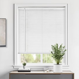 LazBlinds Cordless 1" Vinyl Horizontal Mini Blinds, Light Filtering Blinds for Windows, Blinds and Shades for Windows Size 27" W x 64" H, White