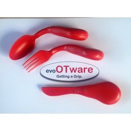The Wright Stuff EVO OTWare Easy Grip Utensils set | Knife Fork Spoon | for arthritis, parkinsons, and grip dificiencies