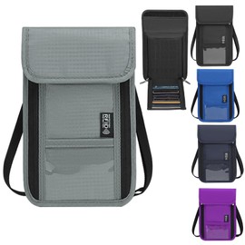 Neck Pouch with RFID Protection, Unisex Travel Purse for Men and Women, Travel Document Bag for Passport Organiser, gray, Travel wallet with RFID protection travel