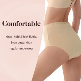 AIRCUTE Washable Urinary Incontinence Potective Underwear for Women Leak Proof Absorbent Cotton Panties 60ML 1 Pack (Beige, 5X-Large)