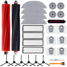 Accessories Kit for Roborock S8 Max/MaxV Ultra Robot Vacuum, 1Set Main Brushes, 4 Filters, 4 Mop Cloths, 4 Edge Mop Cloths, 6 Dust Bags,6 Side Brushes, 1 Self-Main Brush, 1Cleaning Brush, 1Screwdriver