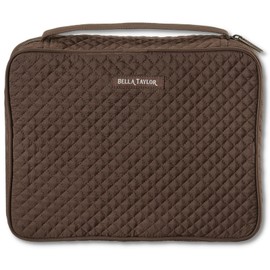 Bella Taylor Quilted Bible Cover for Women - Large Study Bible Case - Chocolate Brown