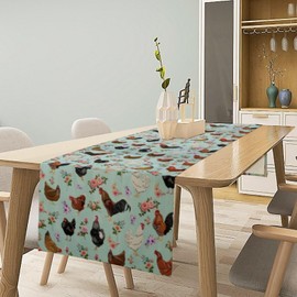 Houselerax Camino de mesa de gallo rústico, decoración de mesa de comedor para el hogar, decoración de mesa de comedor de lino, decoración de mesa de comedor para interiores y exteriores, fiesta en