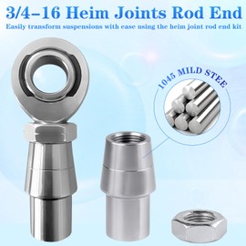 YIFUOK 3/4" Heim Joints Rod End Kit Economy with Jam Nuts,2 Link 750”Chromoly Joints Panhard Rod End Kit