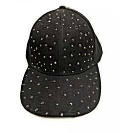 Capelli New York  Black Women Adjustable Cap w/ Studs  ONFA NWT