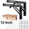 2 Pack 6 Inch Folding Shelf Brackets, 90° Metal Wall