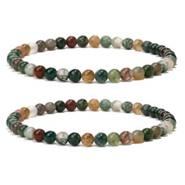 Landorilo 4 mm Stretch Bracelet Made of Real Natural Stone Beads, Healing Stone Bracelet, Yoga Bracelet for Women, Men, Lucky Bracelet, Friendship Bracelet, Replacement Beads Included, Stone, Agate