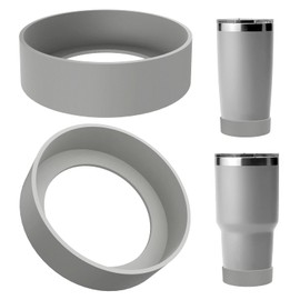 Linkidea Water Bottle Boot Compatible with YETI Rambler Tumbler 20oz/30oz, Travel Mug 20oz/30oz, Straw Cup 26oz, Stackable Cup 26oz, Silicone Bottle Bottom Sleeve Cover Protector (Gray / 2 Pack)