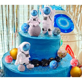 LaVenty - 13 piezas de suministros para fiestas de espacio exterior, decoración de pasteles de galaxia, decoración de pasteles de cohete para la luna, decoración de pasteles de astronauta, decoración de pasteles de planeta