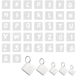 5 Sets 180 Pcs Letter and Number Stencils Set with Metal Rings, 1", 1.5", 2", 3", 4" Letter Stencils for Painting on Wood Walls Fabric, Reusable Alphabet Stencil Templates for DIY Craft Projects