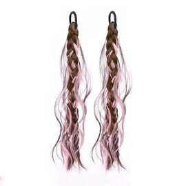 zaoalife Postizos, 2 Piezas De Peluca De Cola De Caballo Con Burbujas, Extensión De Cola De Caballo Trenzada, 17", Peluca De Cola De Caballo Con Trenza Doble, Extensión De Cola De Caballo Trenzada