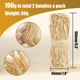 100g Raffia Ribbon with Raffia Grass,Raffia Straw for Florist Bouquest Decoration Crafts Ribbon fo Christmas Gift Birthday Wrap Ribbon, 2 * 50 g