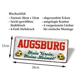 Augsburg Tin Sign – Fan Item for Augsburg Football Fans – 28 x 12 cm