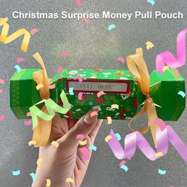 2Pcs Christmas Money Gift Boxes, Christmas Surprise Money Pull Pouch, Candy Pull Out Money Pouch, Money Box for Cash Gift, DIY Christmas Kit, Surprise Gift Box for Xmas Home Holiday Party Decor