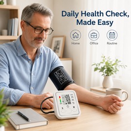 Automatic Upper Arm Blood Pressure Monitor – Digital BP & Pulse Meter with Large LCD, 99-Reading Memory & One-Touch Operation