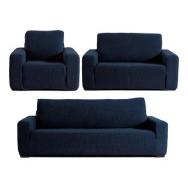Vianney Cubre Sala Ajustable Niza Marino Elastico Stretch 3 Piezas