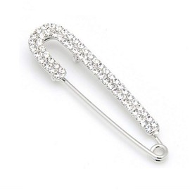 1 PCS 3 Inch Silver Rhinestone Inlaid Alloy Safety Brooch Pins Scarves Buckle Shawl Clip Jewelry Brooch DIY Accessories for Clothing Locking Ornament Fastening Embellish