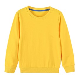 IESSRA Boys Girls Crewneck Sweatshirts Toddler Baby Sweatshirt Solid Yellow Cotton Soft Long Sleeve Active Pullover Tshirts