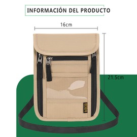 Mythya Carteras para Pasaporte, Cartera de Cuello con Bloqueo RFID, Bolsa de Viaje Multifunción con Cuello para Pasaporte (Beige)