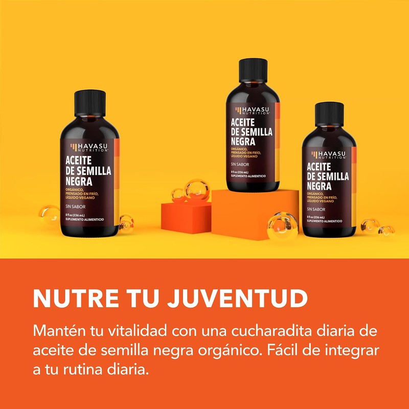 Havasu Nutrition Aceite de Semilla Negra Orgánico Prensado en Frío,