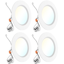 Sunco 4 Pack LED Recessed 6 Inch, High Brightness 1700 LM, Selectable CCT 2700K/3000K/4000K/5000K/6000K, Dimmable Can Lights, Baffle Trim, 17W=120W, Damp Rated, Retrofit Installation - UL