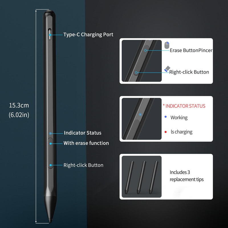 Stylus Pen for ASUS Transformer/Mini/ASUS Zenbook Flip/Pro/ASUS Vivobook Flip/Pro/Duo/ASUS Notebook,