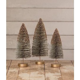 Bethany Lowe Midnight Shine Bottle Brush Trees, Set of 3