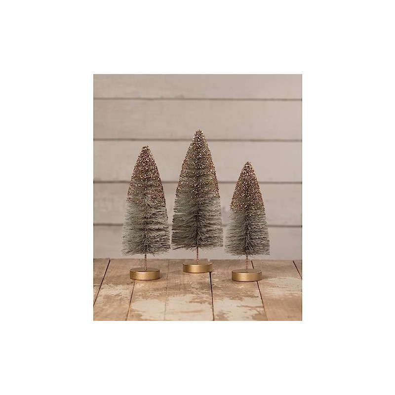 Bethany Lowe Midnight Shine Bottle Brush Trees, Set of 3