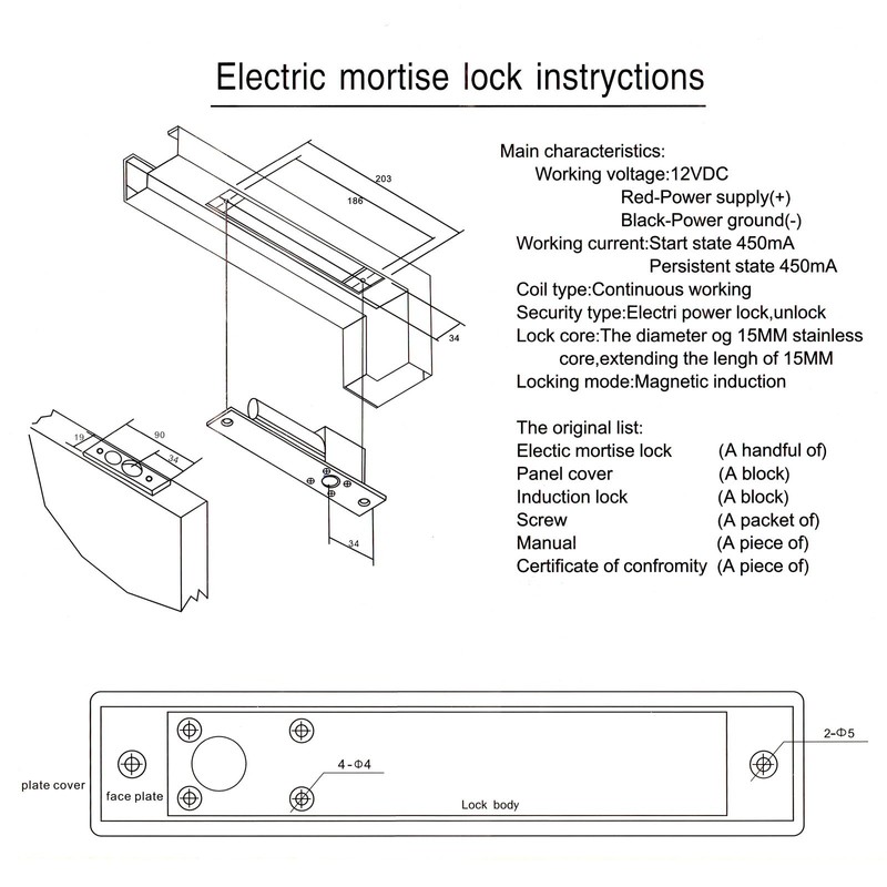 NC DC 12V, ZOTER Electric Drop Bolt Door Lock Deadbolt