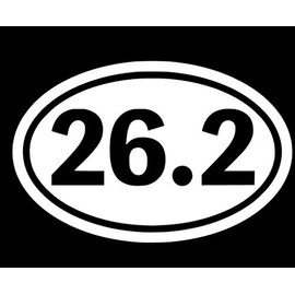 Marathon 26.2 Vinyl Sticker Decals (Pack of 2) for Car Bumper Window Laptop Tablet Phone (6" x 3.9", White)