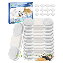 Cunina 12 Pack Replacement Filter & 12 Pre- Sponges Dog Water Fountain Filters Fit for WF120 Large Dog Water Bowl Dispenser 410oz/3.2Gal/12L Automatic Pet Fountain Water Dispenser Stainless Steel