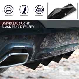 JMTBNO 4pcs Universal Curved Shape Rear Bumper Diffuser Shark Fin Spoiler Trim Covers Decoration Set Lip Wing Splitter,Black