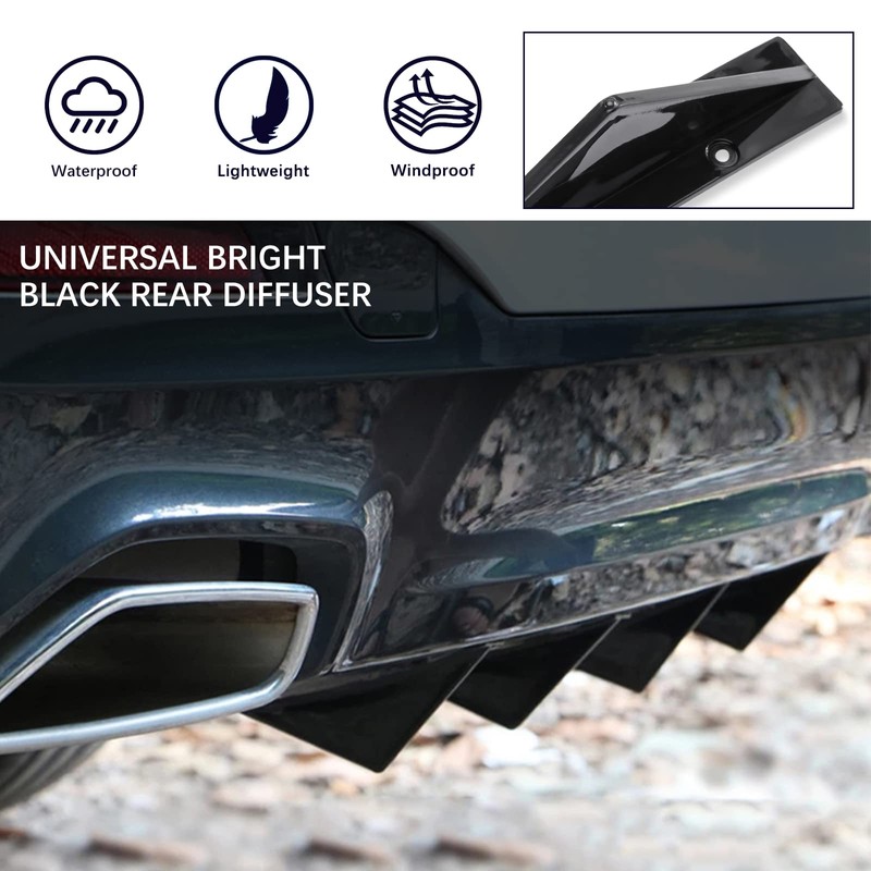JMTBNO 4pcs Universal Curved Shape Rear Bumper Diffuser Shark Fin