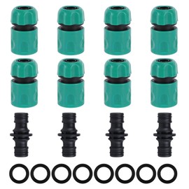 12 Piece Hose Coupling Set 1/2 Inch 13 mm Double Plug Garden Hose Connectors Extender Extension Connection Part Plastic Two Way Coupling for Garden and Home Tap