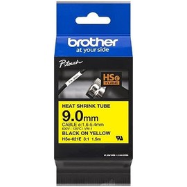 Brother Genuine Pro Tape HSe-621E Heat Shrink Tubing - Black on Yellow