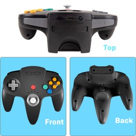 2.4 GHz Wireless USB Controller Compatible with Switch Online, USB N64 Controller for Windows PC MAC Linux Raspberry Pi Retropie Switch NSO, Rechargeable, Plug and Play (2 Pack Black)