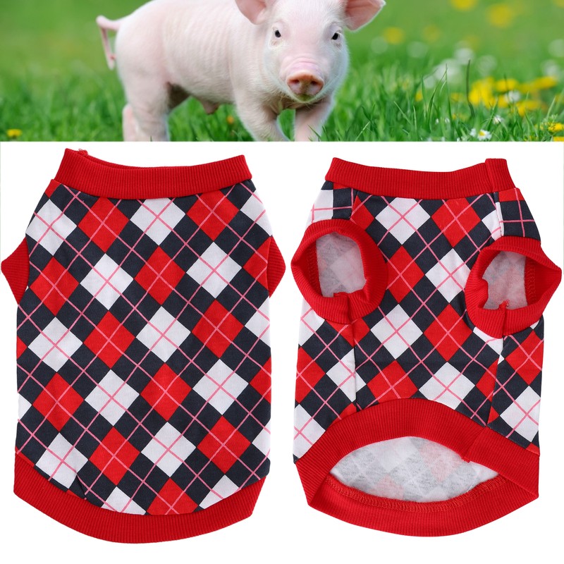Pet Pig Spring Summer Sleeveless TShirt Pet Vest Sweatshirt Rhombus