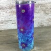 Unbranded Blue Purple Ombre Flower 20 oz Skinny Tumbler with