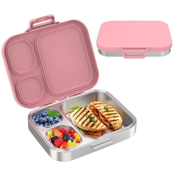 Pawtong Stainless Steel Bento Lunch Box for Kids | 3-Compartment