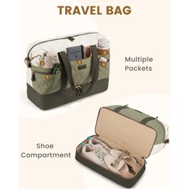 LOVEVOOK Travel Duffle Bag, Lightweight Weekender Bags for Women with Shoe Compartment, Puffer Gym Bag Personal Item Travel Bag, Quilted Carry On Overnight Bags and Hospital Bag for Labor and Delivery