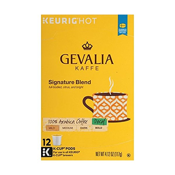 Gevalia Kaffe, K-Cup Single Serve Coffee, 12 Count, 4.12 oz Box (Pack of 3) (Decaf Signature Blend) [RETAIL PACKAGING]