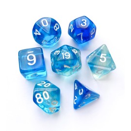 vvpesca DND Dice Set of 7 – Polyhedral Dice Set for TTRPGs,Dungeons and Dragons,Role Playing Games – D20 System Dice/Clear Blue-White