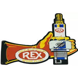 Handmade The Plug Of Quality REX Spark Plug Cut Out Vintage Metal Sign 23x15