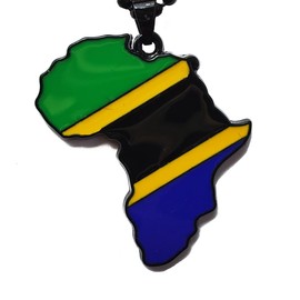 Dupsie's Tanzania Flag Pendant Necklace Africa Map Chain