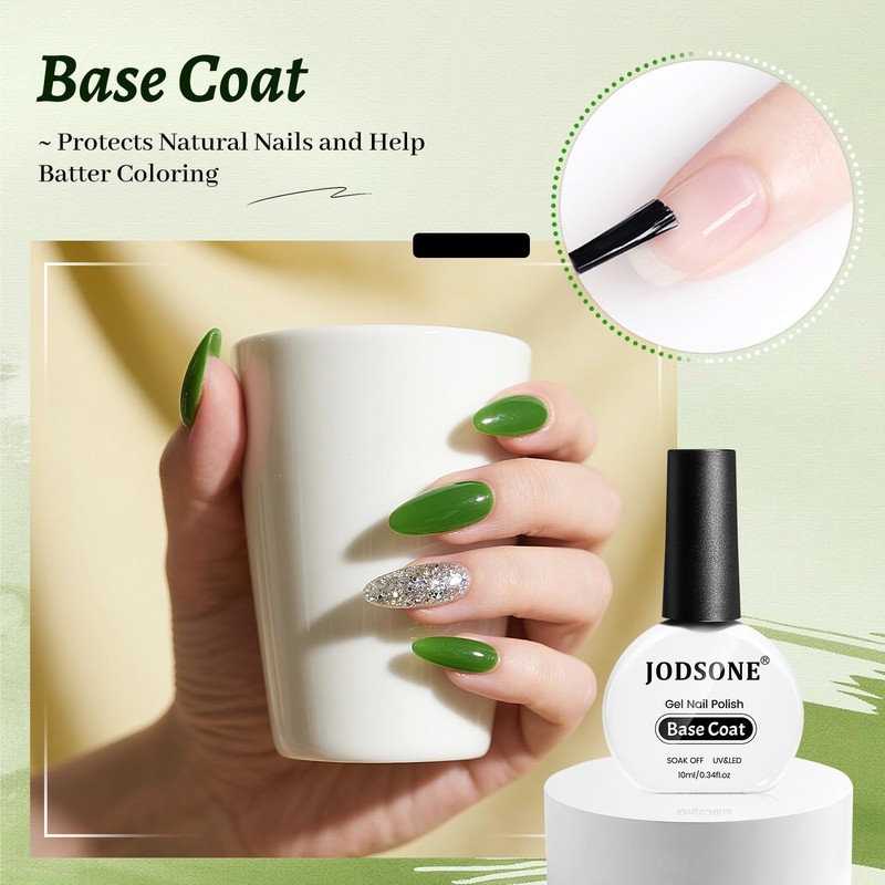 JODSONE 3Pcs 10ml Top Coat Base Coat Builder Gel Set