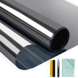 Niviy One Way Window Privacy Film with Installation Tools Window Tint for Home Effect Anti UV Heat Control Glass Door Film for Home Office (Black Silver 17.5" x 78.7")
