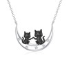 LWXIE Diamond Black Cat Necklace for Women 925 Sterling Silver
